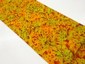 ふくれ織亀甲・抽象草花模様全通洒落袋帯